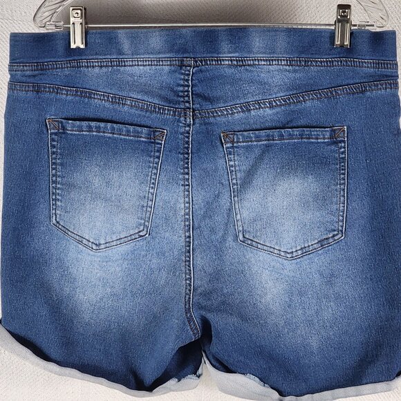 L.E.I. Medium Wash Faux Denim Cotton Poly Elastane Stretch Shorts Jr Plus Sz 1X - Picture 9 of 16